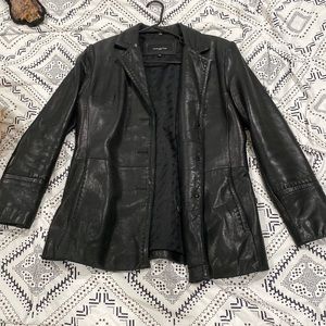 Black leather Jones New York petite jacket
